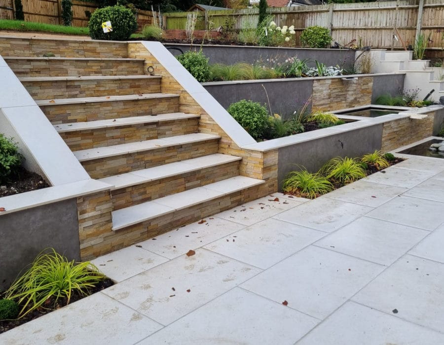 terraced garden by Manor Landscapes of Guildford