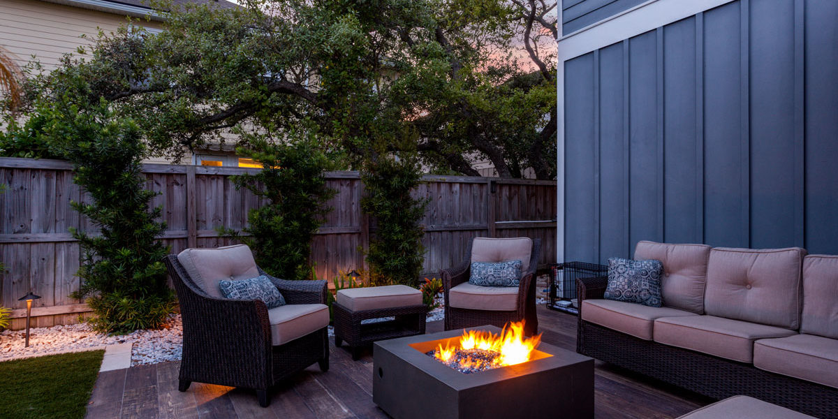 landscaping for privacy - making good use of trees to create a private fire pit area